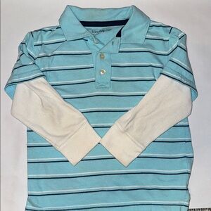 GAP Aqua and White Striped Kids Polo